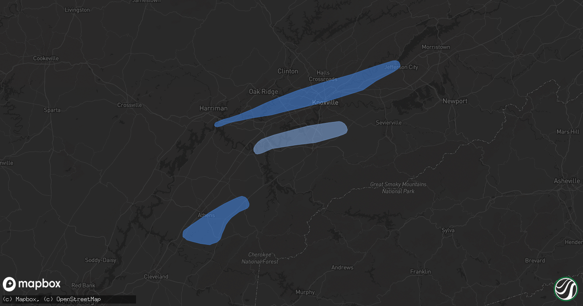 Hail map in Athens, TN on December 11, 2021
