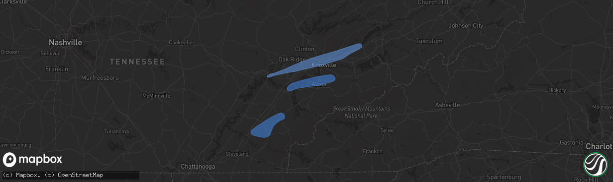 Hail map in Etowah, TN on December 11, 2021