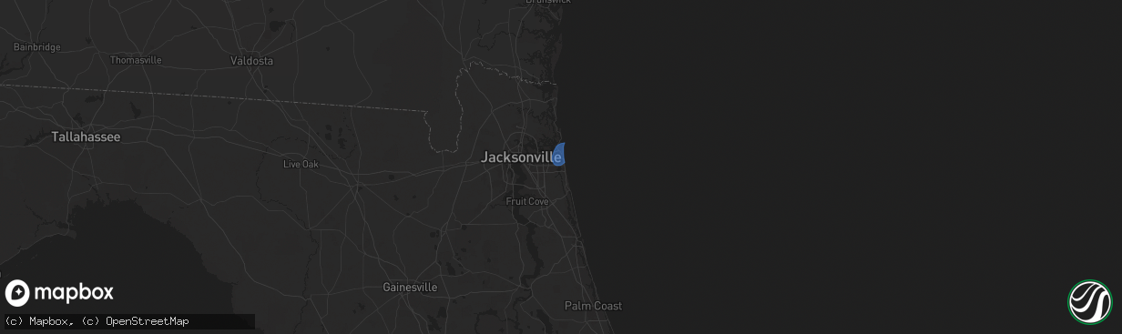 Hail map in Jacksonville Beach, FL on December 11, 2024