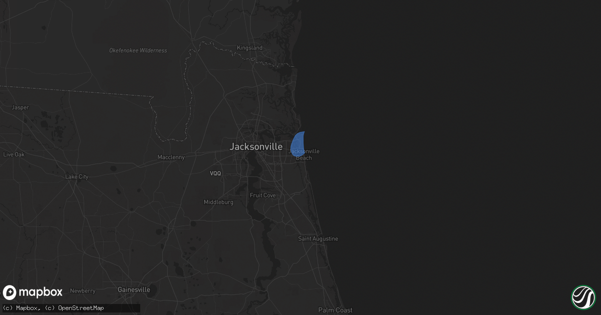 Hail map in Jacksonville Beach, FL on December 11, 2024