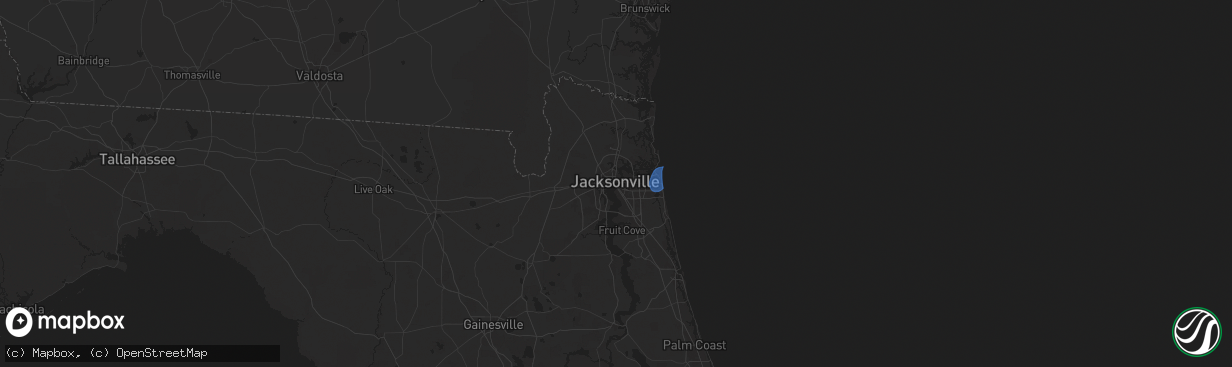 Hail map in Jacksonville, FL on December 11, 2024