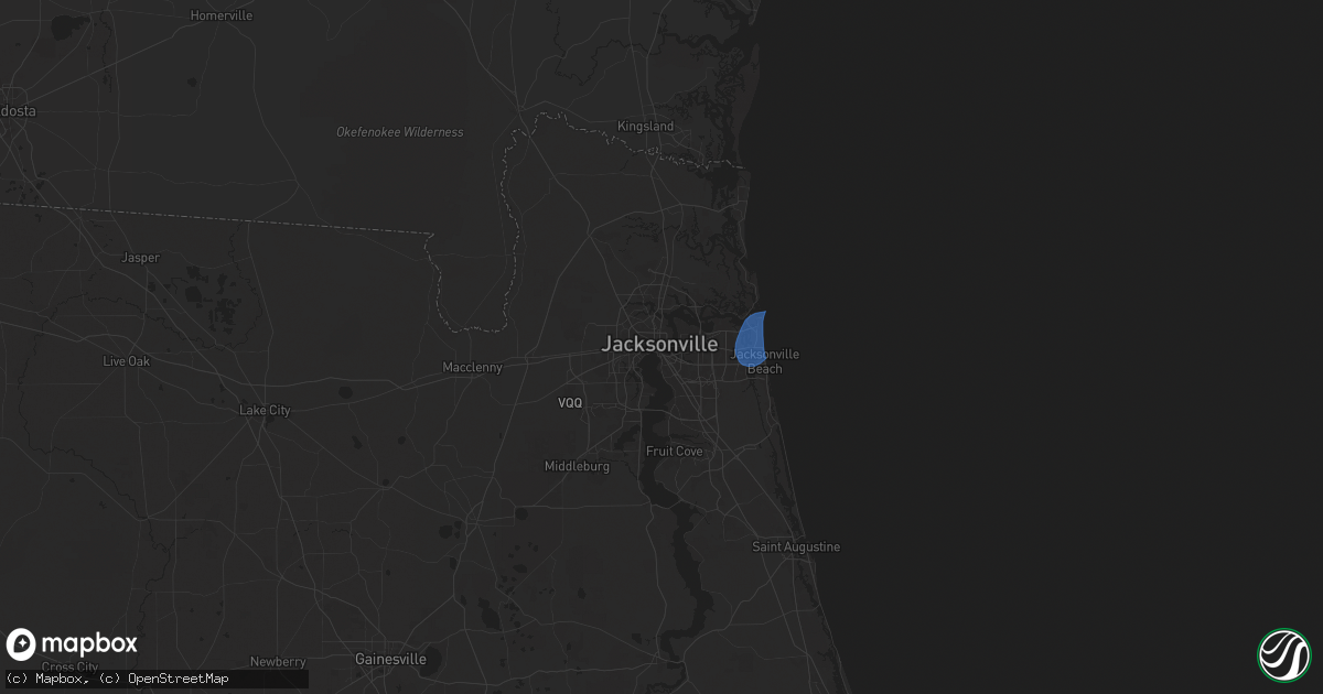 Hail map in Jacksonville, FL on December 11, 2024