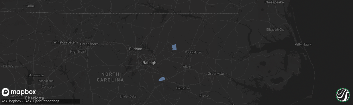 Hail map in Spring Hope, NC on December 11, 2024