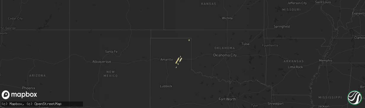 Hail map in Texas on December 12, 2015