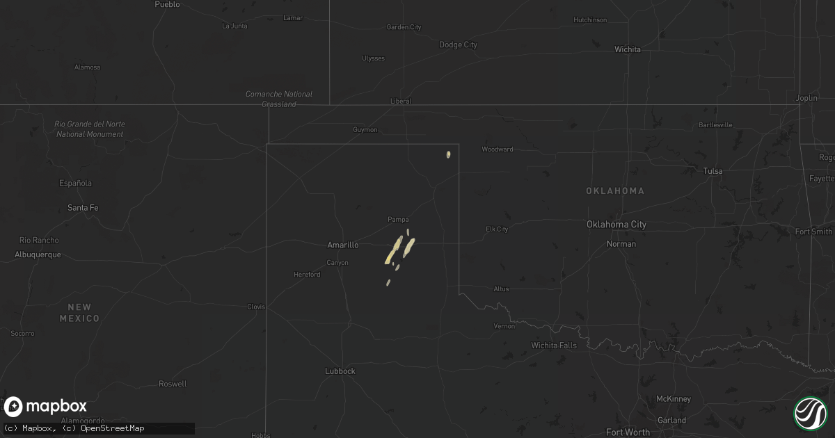 Hail map in Texas on December 12, 2015