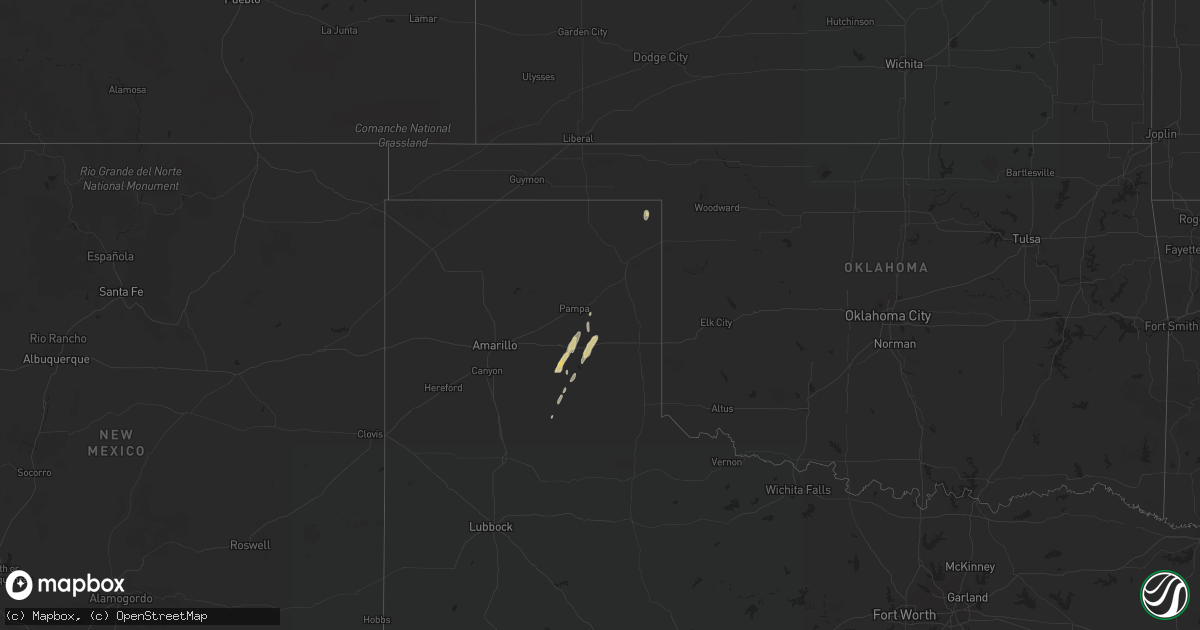 Hail map on December 12, 2015