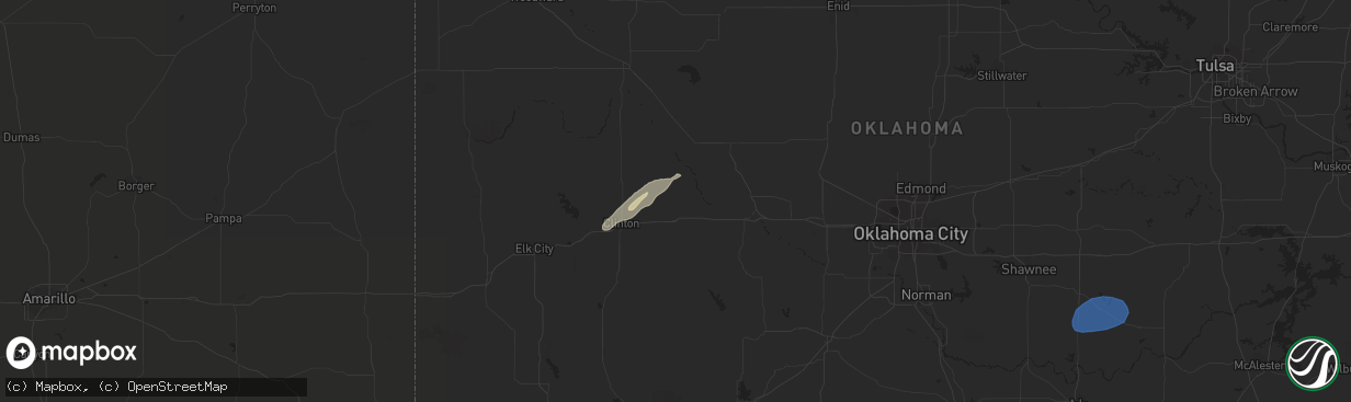 Hail map in Gate, OK on December 12, 2022