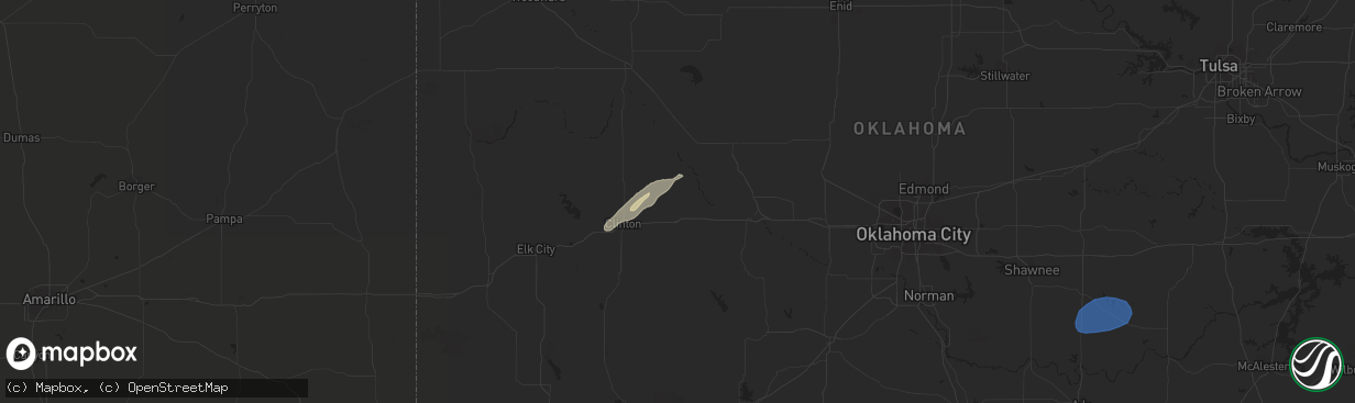 Hail map in Marlow, OK on December 12, 2022