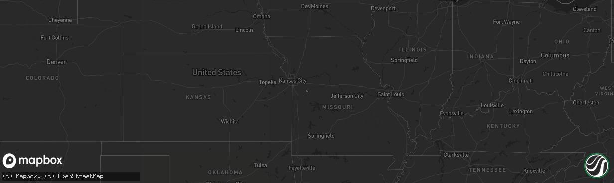 Hail map in Missouri on December 13, 2011