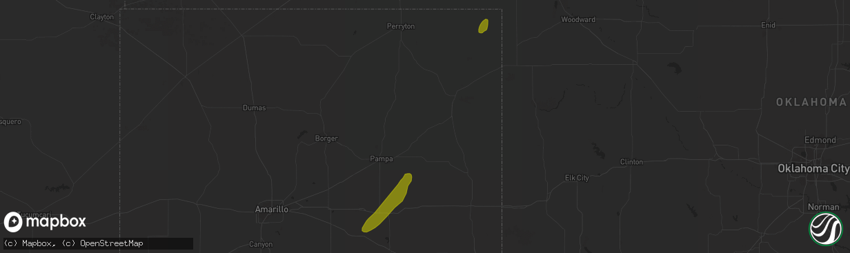 Hail map in Mclean, TX on December 13, 2015