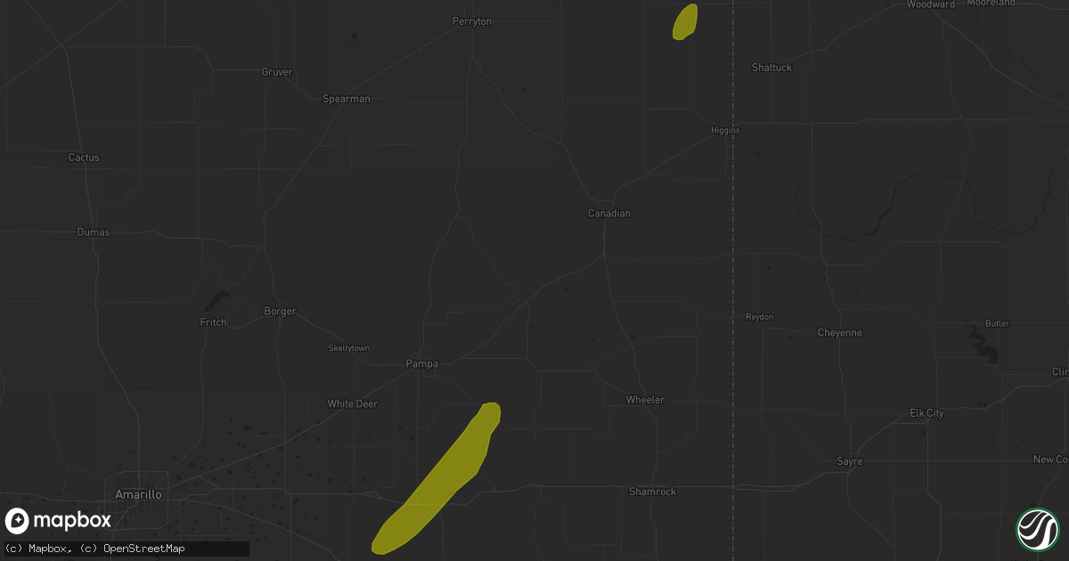 Hail map in Mclean, TX on December 13, 2015
