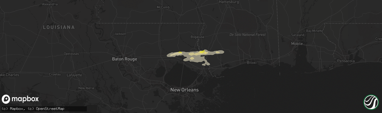 Hail map in Abita Springs, LA on December 13, 2016