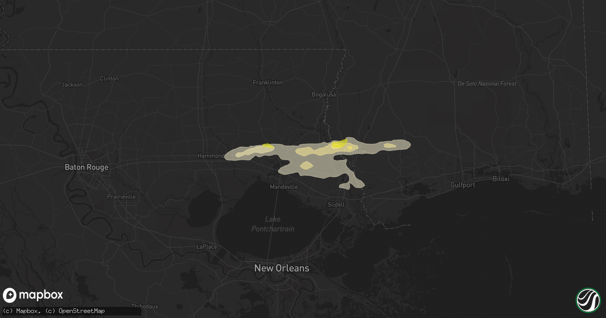 Hail map in Abita Springs, LA on December 13, 2016