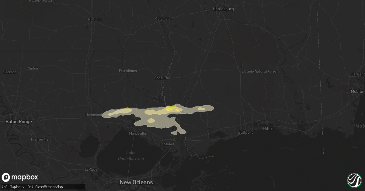 Hail map in Carriere, MS on December 13, 2016