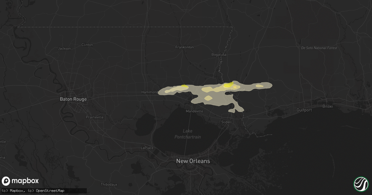 Hail map in Covington, LA on December 13, 2016
