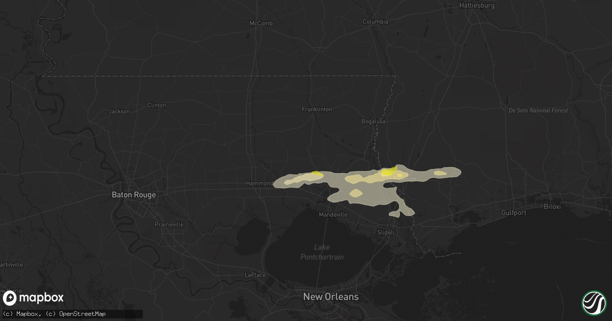 Hail map in Folsom, LA on December 13, 2016