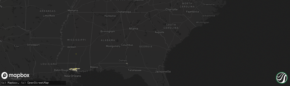 Hail map in Georgia on December 13, 2016