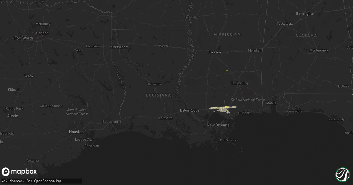 Hail map in Louisiana on December 13, 2016