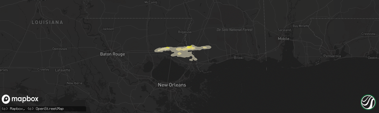 Hail map in Pearl River, LA on December 13, 2016