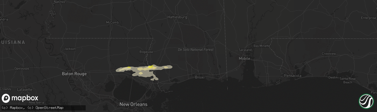 Hail map in Perkinston, MS on December 13, 2016