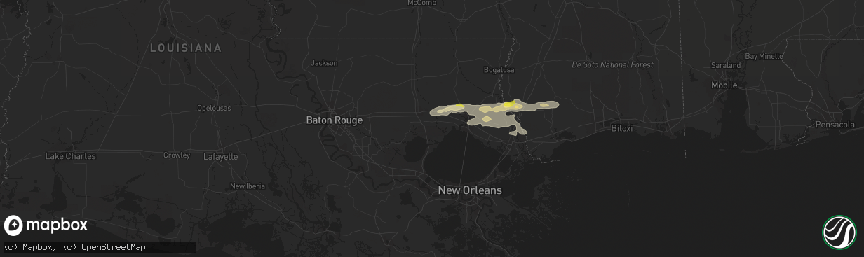 Hail map in Ponchatoula, LA on December 13, 2016