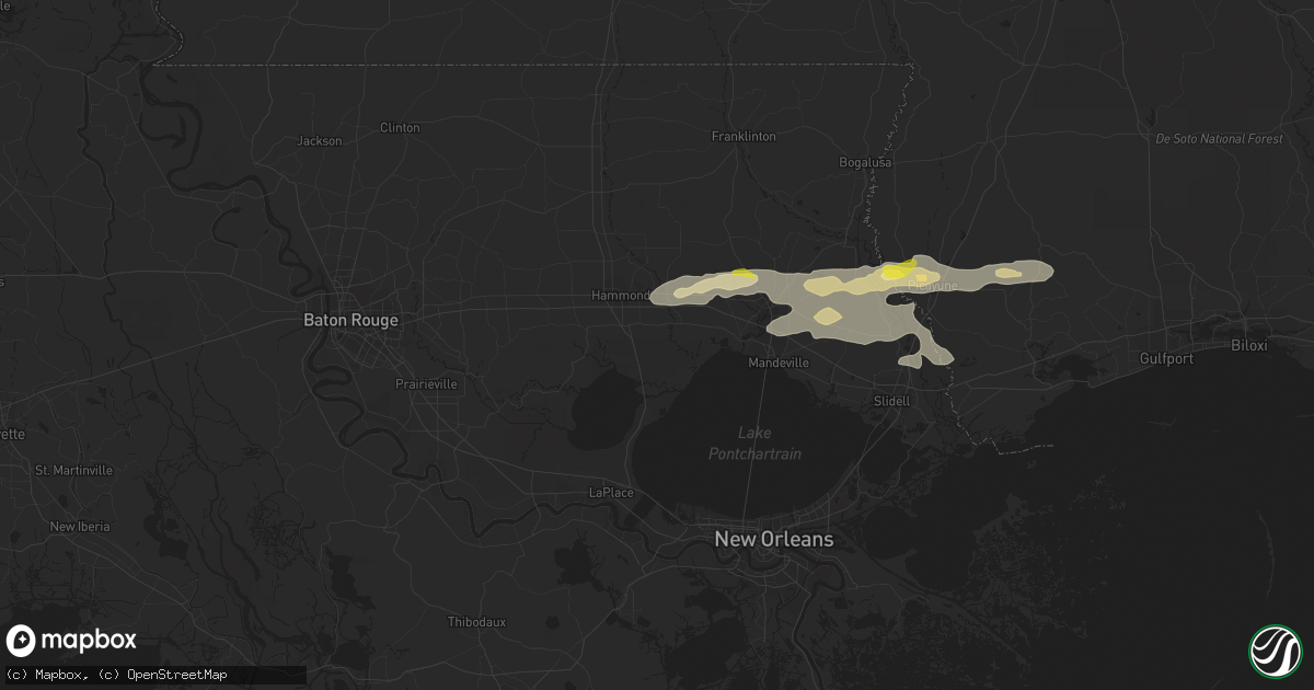 Hail map in Ponchatoula, LA on December 13, 2016