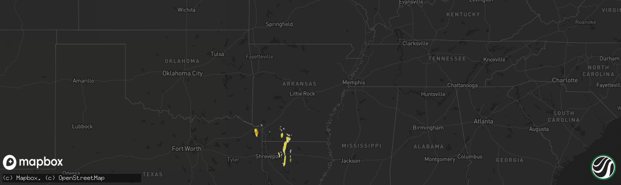 Hail map in Arkansas on December 13, 2018