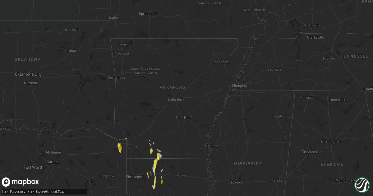 Hail map in Arkansas on December 13, 2018