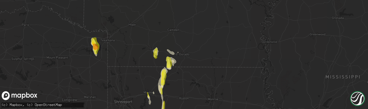 Hail map in El Dorado, AR on December 13, 2018