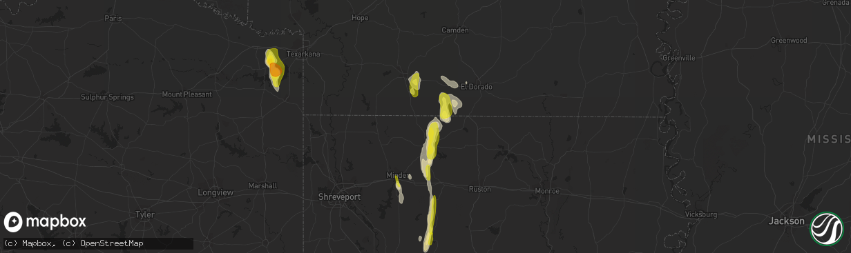 Hail map in Haynesville, LA on December 13, 2018