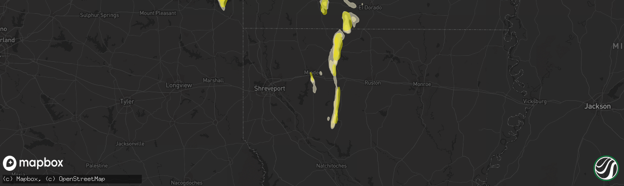 Hail map in Heflin, LA on December 13, 2018