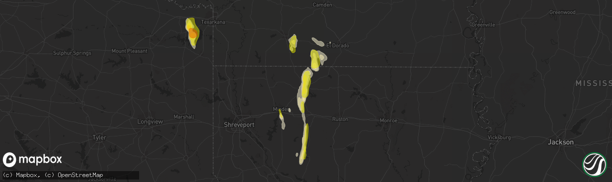 Hail map in Homer, LA on December 13, 2018