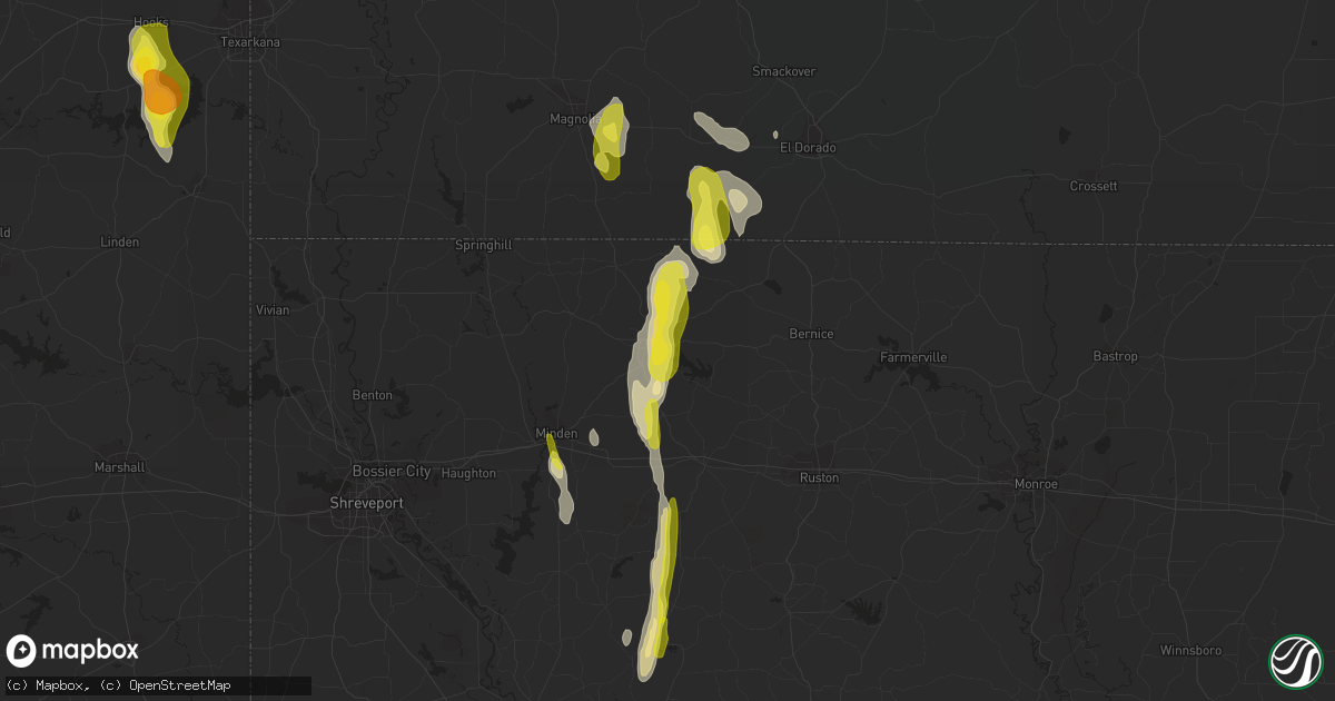 Hail map in Homer, LA on December 13, 2018