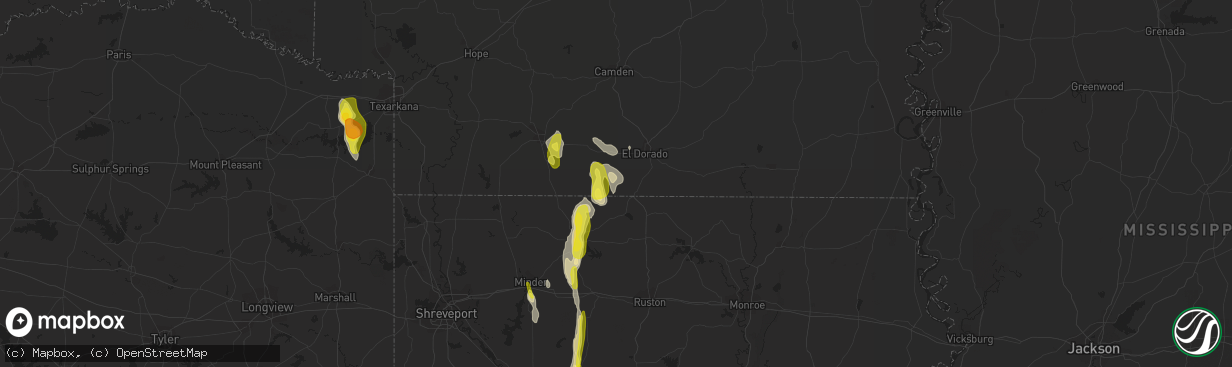 Hail map in Junction City, AR on December 13, 2018