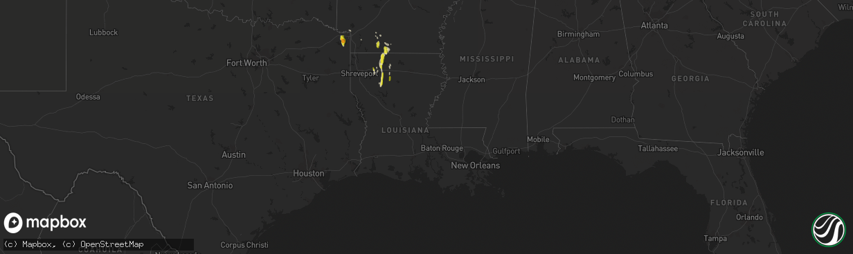 Hail map in Louisiana on December 13, 2018