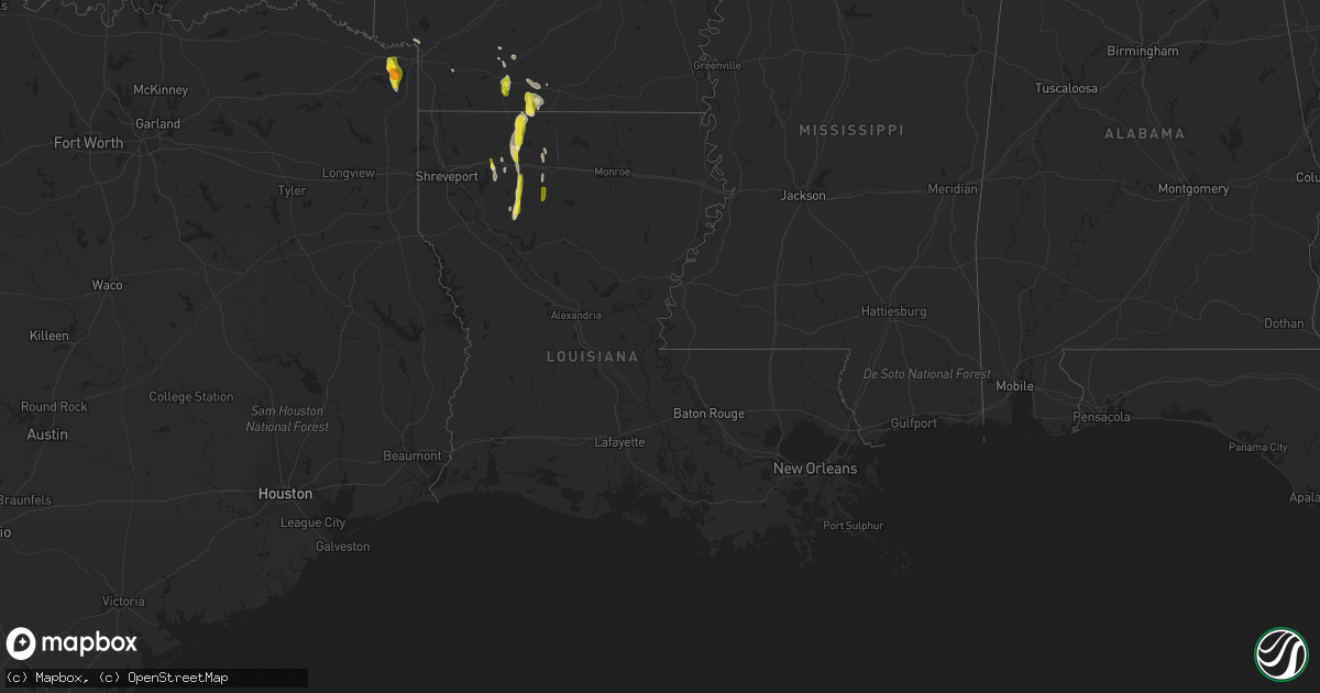 Hail map in Louisiana on December 13, 2018