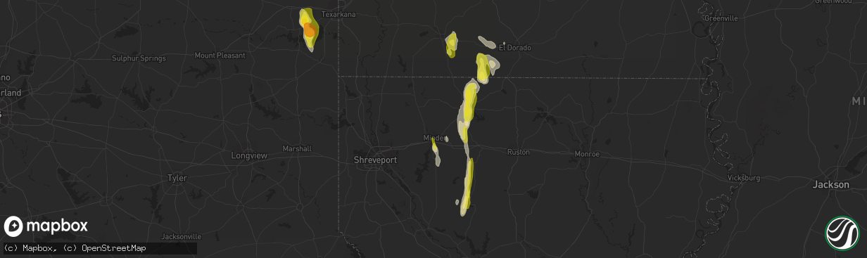 Hail map in Minden, LA on December 13, 2018