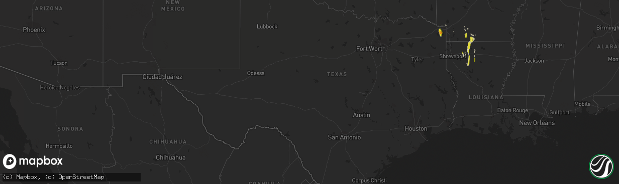 Hail map in Texas on December 13, 2018