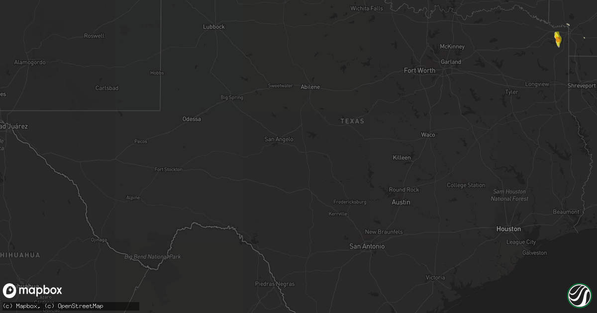 Hail map in Texas on December 13, 2018