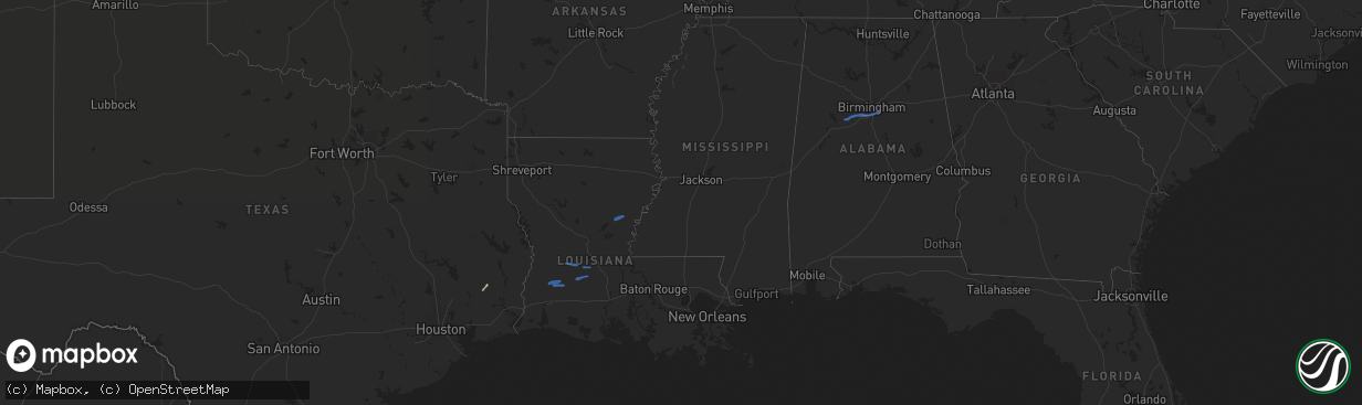 Hail map in Alabama on December 13, 2020