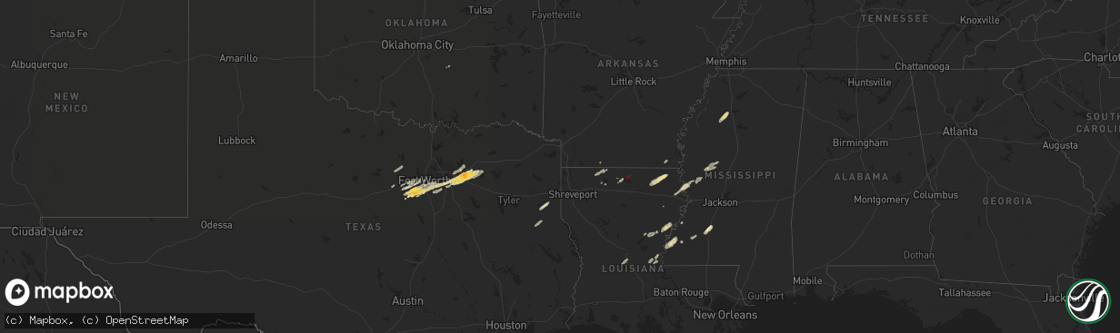 Hail map in Oklahoma on December 13, 2022