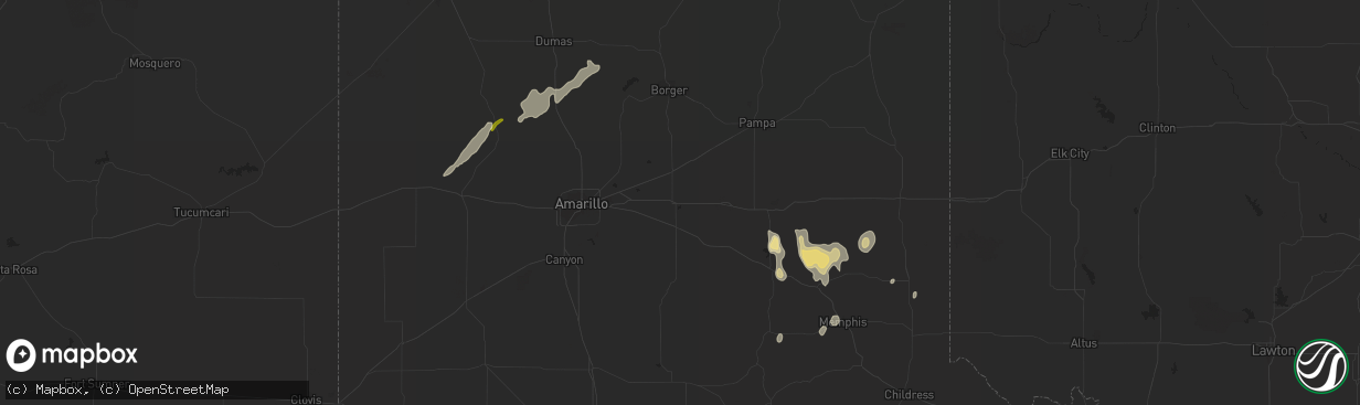 Hail map in Memphis, TX on December 14, 2012