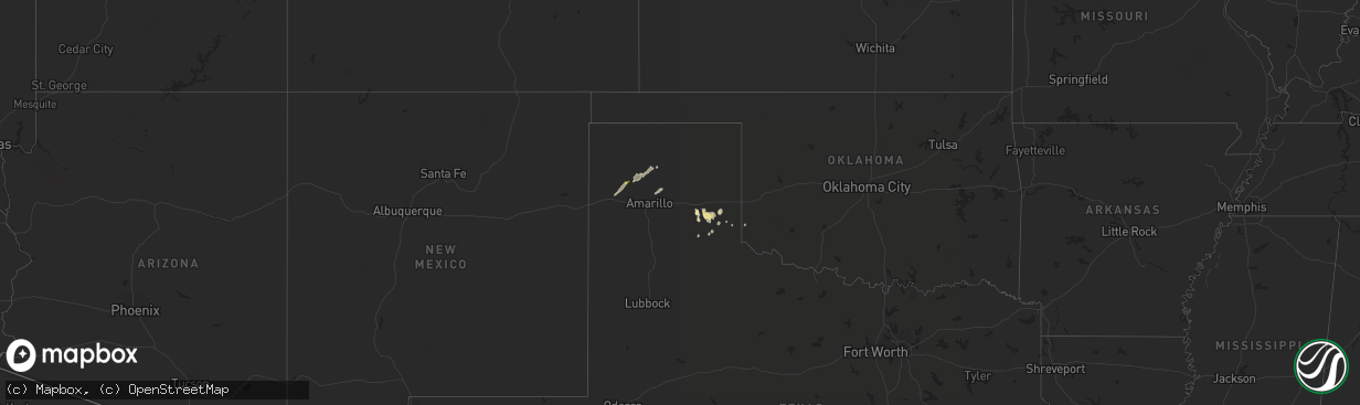 Hail map in Oklahoma on December 14, 2012