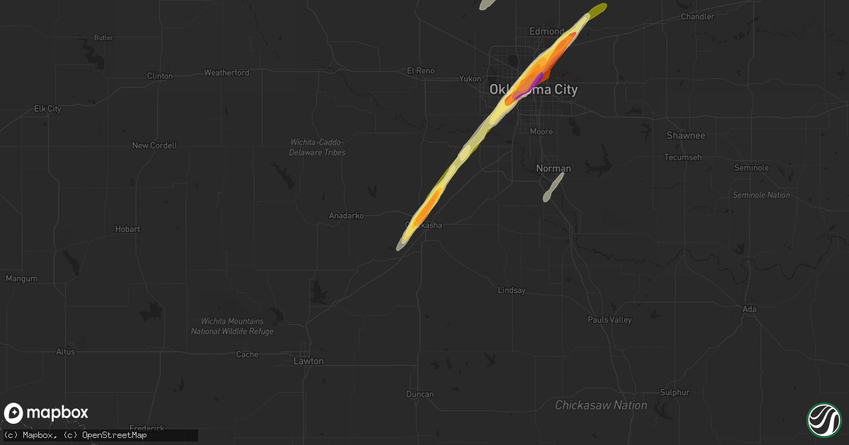 Hail map in Chickasha, OK on December 14, 2014