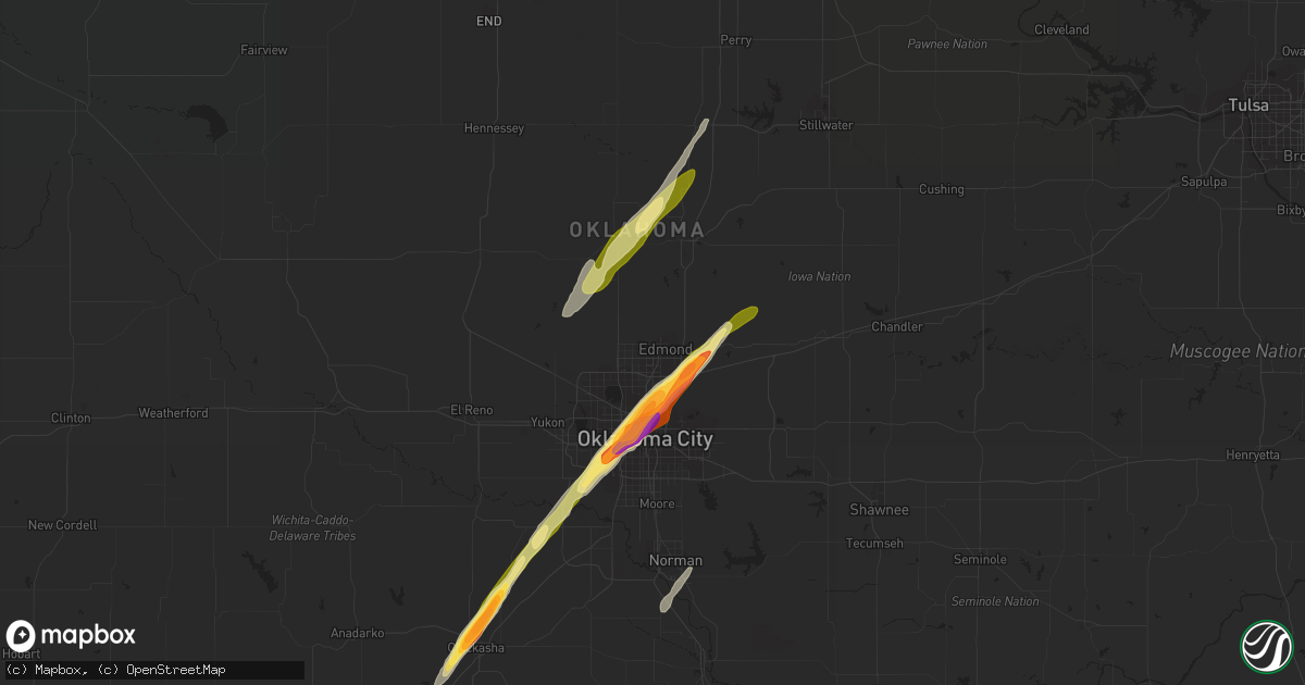 Hail map in Edmond, OK on December 14, 2014