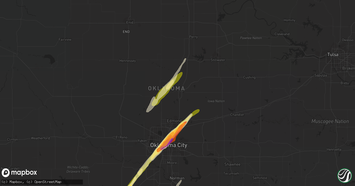 Hail map in Guthrie, OK on December 14, 2014