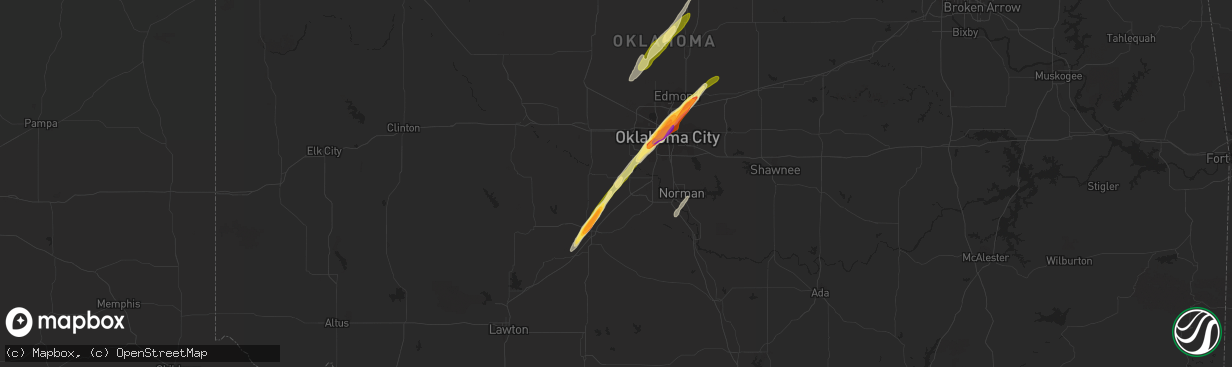 Hail map in Tuttle, OK on December 14, 2014