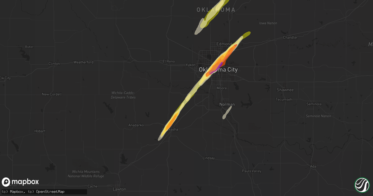 Hail map in Tuttle, OK on December 14, 2014
