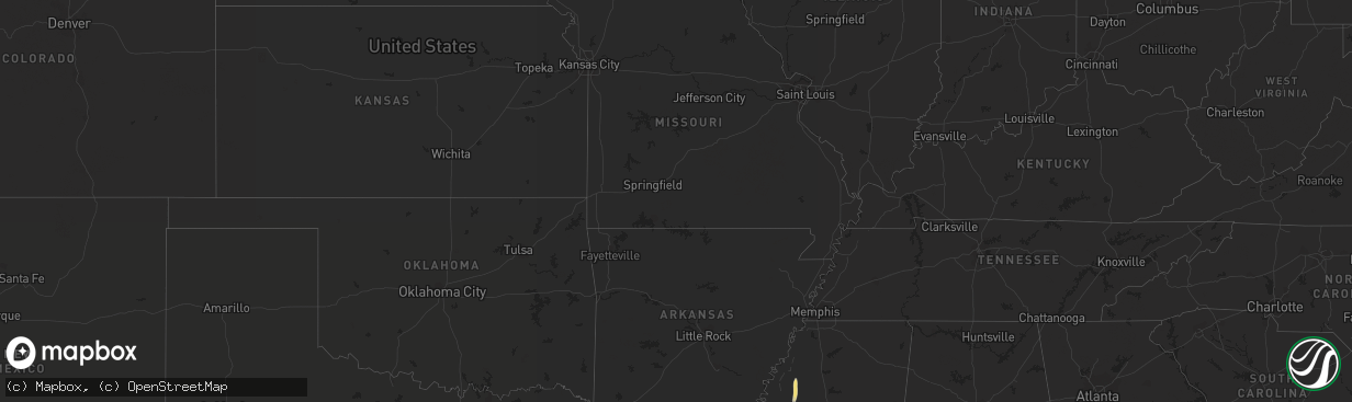 Hail map in Arkansas on December 14, 2018