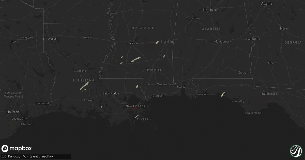 Hail map in Louisiana on December 14, 2022